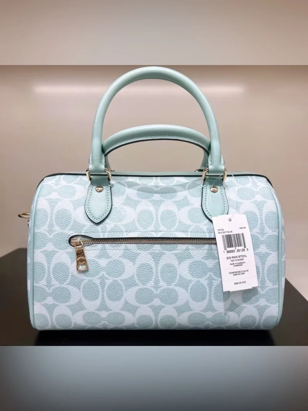 NWT Coach Rowan Satchel Bag & Matching Wallet Set – Light Blue Signature Canvas